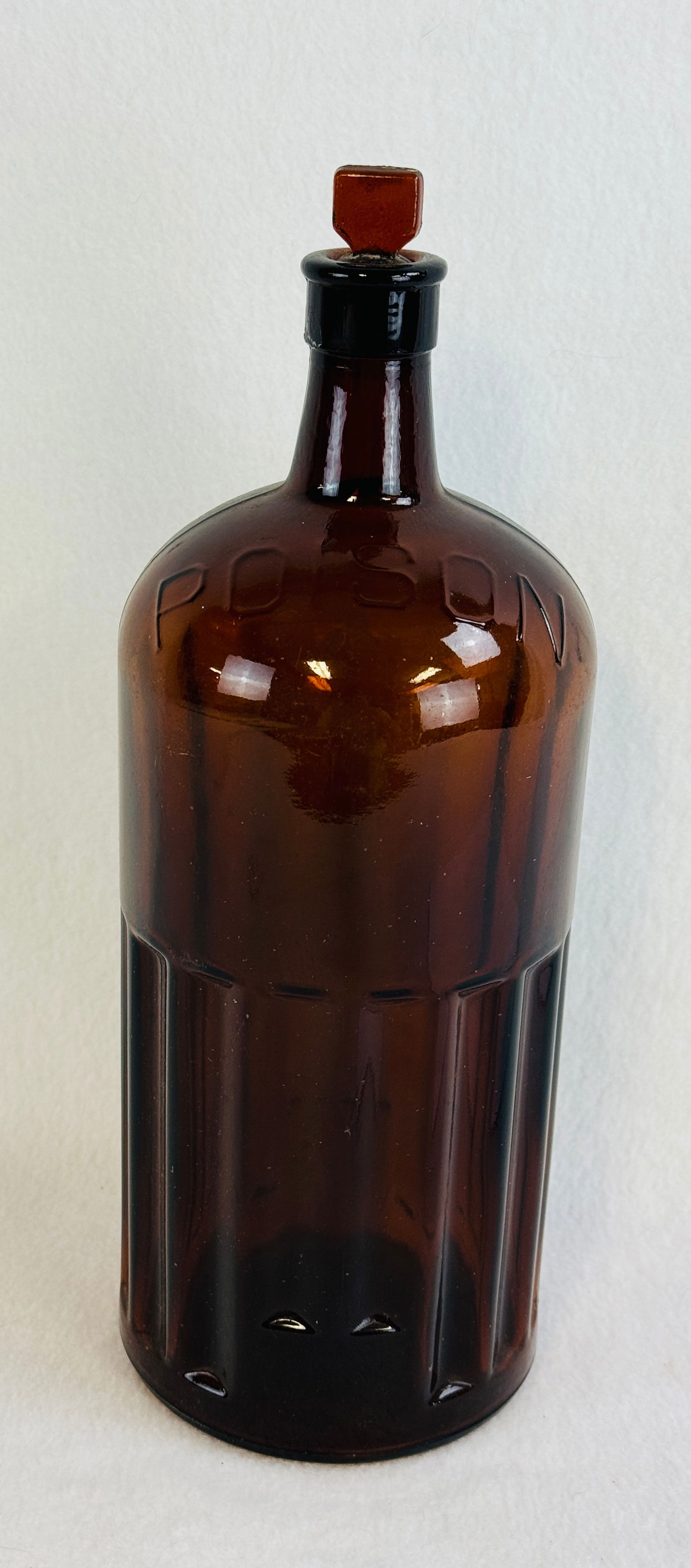 Large 13 1/2" Amber Stoppered Poison Bottle (1 of 7)