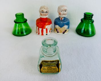 Lot 5 Ink Bottles Sandfords, Carters & J C Blair Co