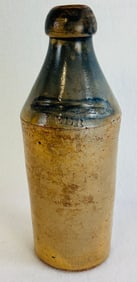 11" Stoneware BEER Bottle W Cobalt