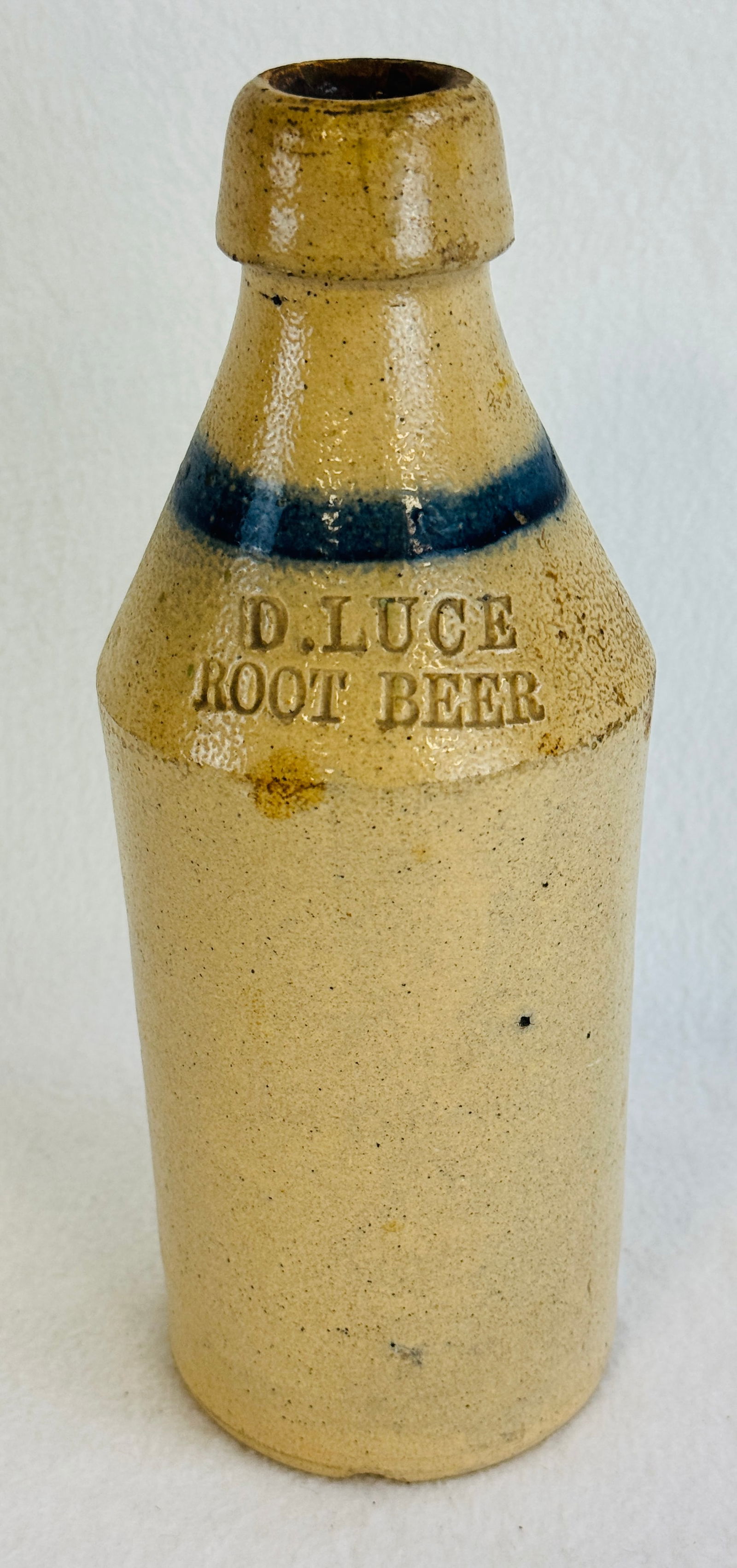 10" D. Luce Root Beer Stoneware Bottle w Cobalt (1 of 9)