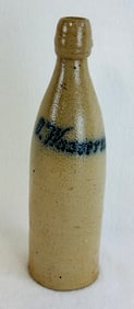 11 1/4" Stoneware Bottle With Name In Cobalt