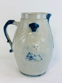 10 3/4" Whites Utica Molded Stoneware Beer Pitcher