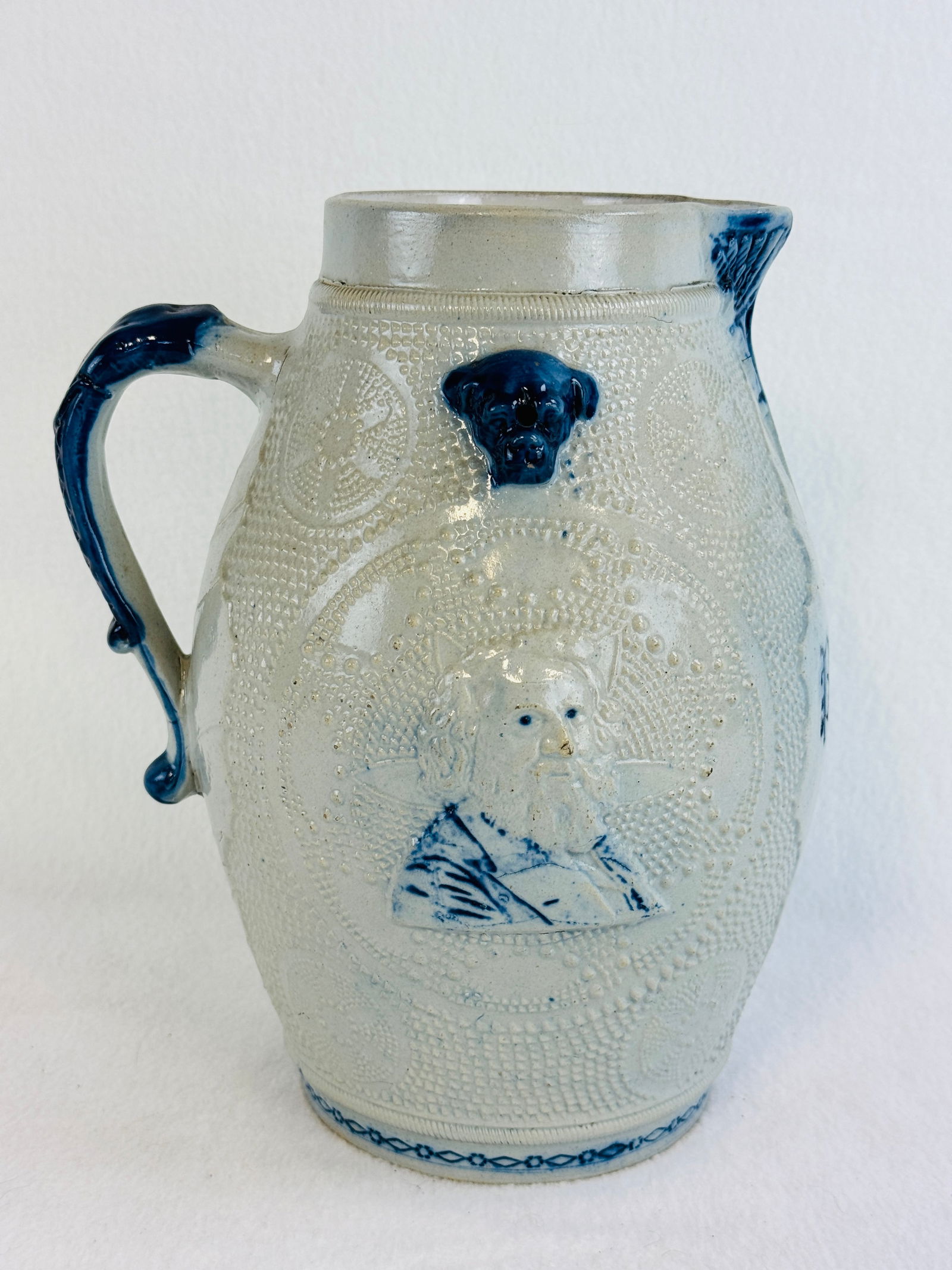 10 3/4" Whites Utica Molded Stoneware Beer Pitcher (1 of 7)