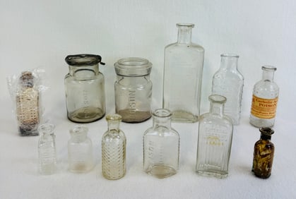 Lot 12 Clear Poison Bottles