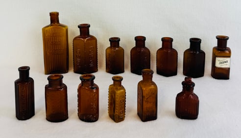 Lot 13 Amber Poison Bottles