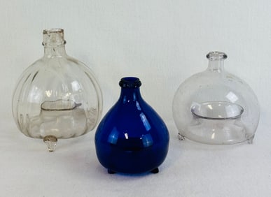 Lot 3 Blown Glass Fly Traps