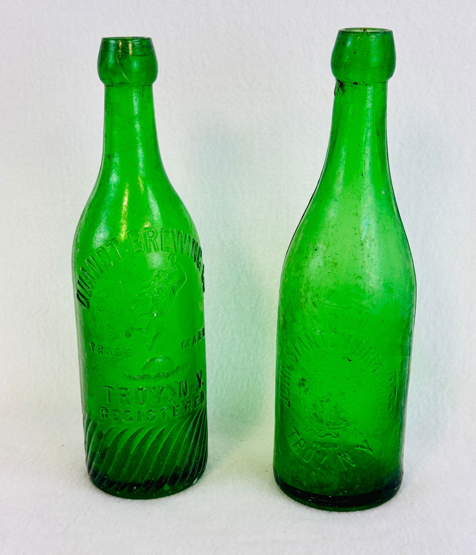 Lot 2 Pre-Prohibition Troy NY Emerald Green Beer Bottles (1 of 8)