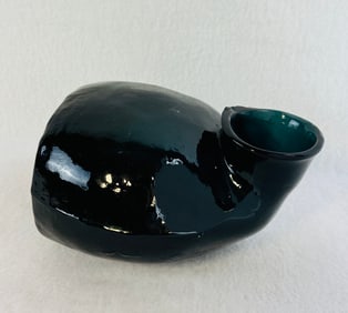 Mold Blown Dark Blue-Green Glass Urinal