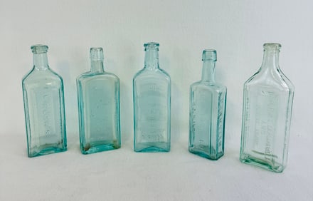 Lot 5 Rectangular Medicine Bottles