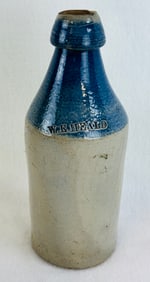 Stoneware Bottle W E Heald w Cobalt Shoulder