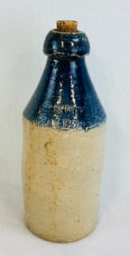 Stoneware Bottle M E Scott Cream Beer w Blue
