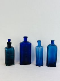 Lot 4 Blue Poison Bottles