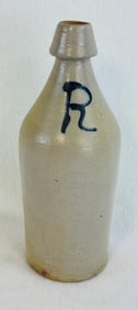 Stoneware Bottle D W DeFrest w Cobalt R