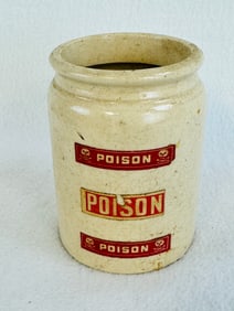 Stoneware Jar With Poison Labels