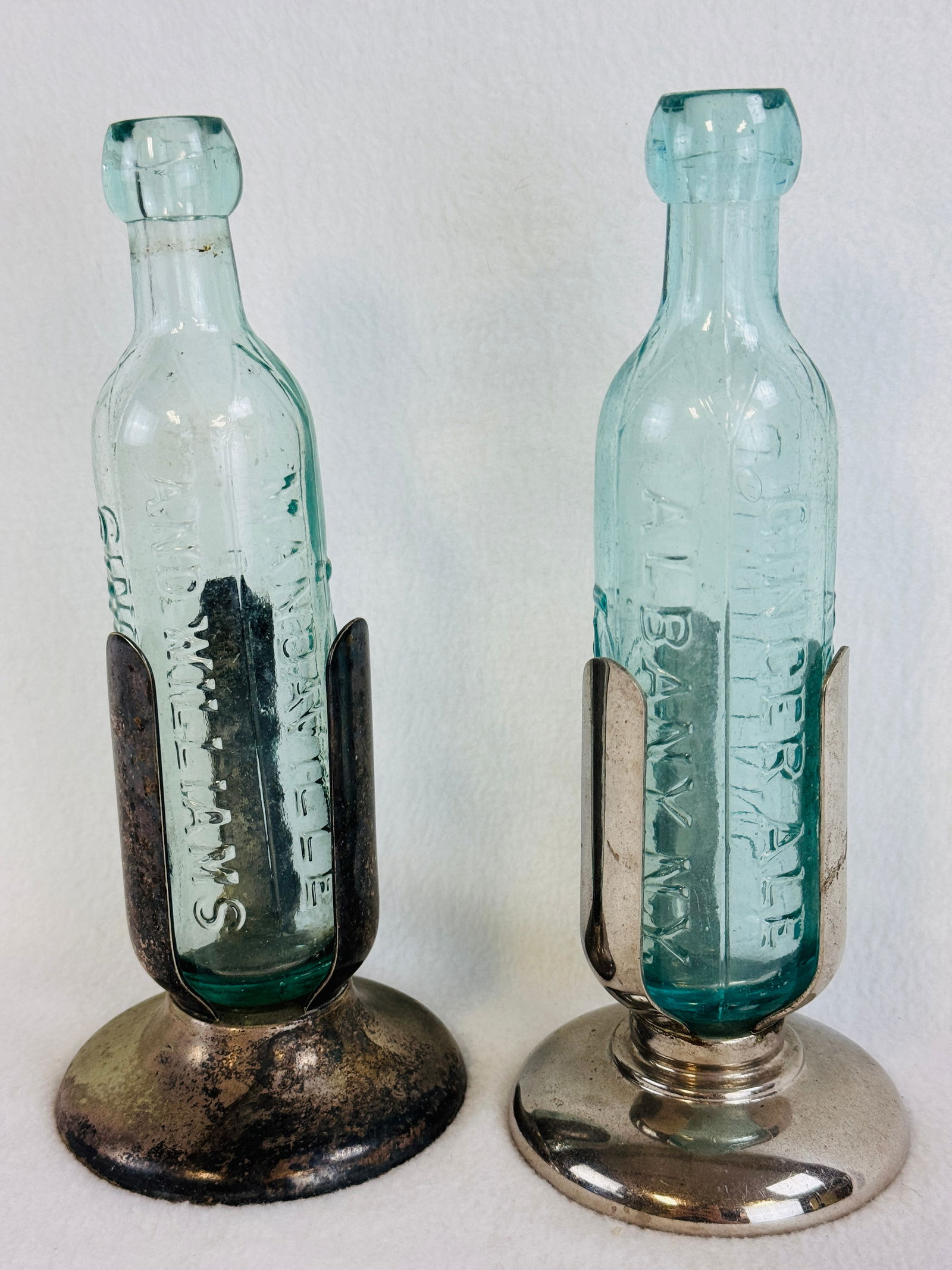 Lot 2 Albany NY Round Bottom Sodas With Original Nickel Plated Holders (1 of 7)