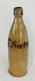 Stoneware Bottle With Blue Script