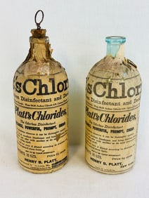 Lot 2 Platt's Chlorides Disinfectant Bottles With Labels