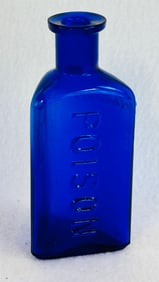 Owl Drug Co Cobalt Poison Bottle 4 5/8"