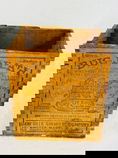 Wooden Advertising Box For BUG DEATH: 7 1/8" tall machine cut dovetailed advertising wooden box for "BUG DEATH" put out by the Danforth Chemical Company Leominster Mass.. Condition - fine as shown. Note: Most items in this auction we will