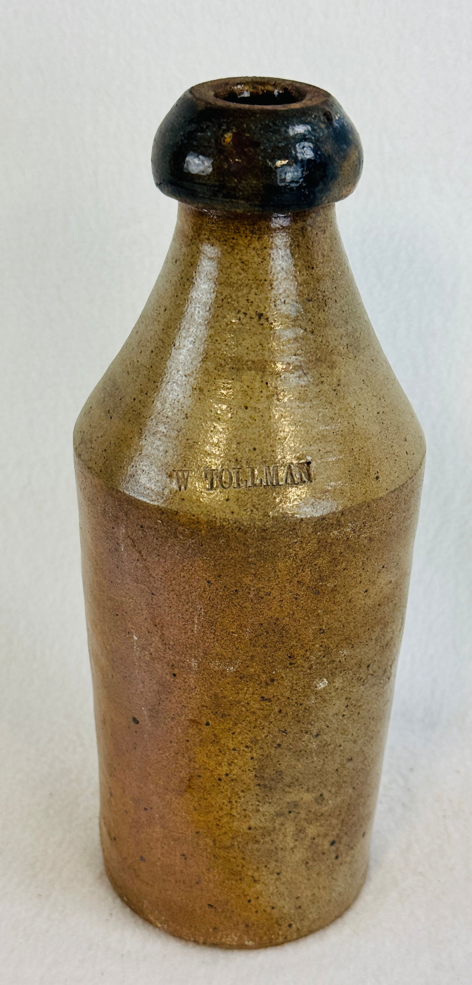 Stoneware Bottle W TOLLMAN w Blue Top (1 of 8)