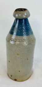 Stoneware Bottle H. HOWARD w Blue Band