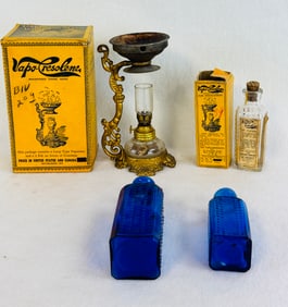 Lot Vapo-Cresolene Item Incl Cobalt Bottles