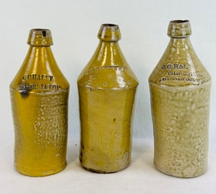 Lot 3 Stoneware Bottles HALEY CALIFORNIA POP