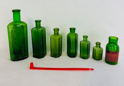 Lot 7 Emerald Green Poison Bottles