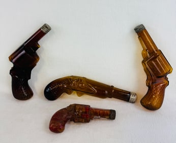 Lot 4 Pistol Form Figural Bottles