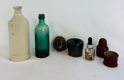 Lot 5 Ink Bottles & Related Items
