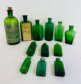 Lot 12 Emerald Green Poison Bottles