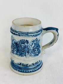 Blue & White Molded Stoneware Mug