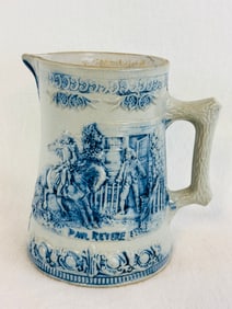 Blue & White Molded Stoneware Pitcher Paul Revere