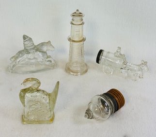 Lot 5 Glass Candy Containers