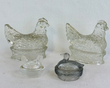 Lot 4 Candy Containers Hen On Nest Etc