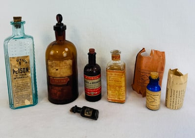 Lot 6 Misc Poison Bottles
