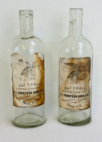 Lot 2 J L Thompson Sons & Co Glycerin Bottles w Labels