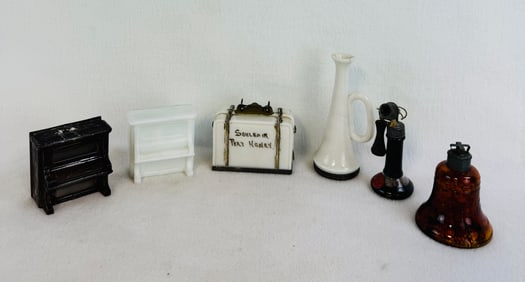 Lot 6 Candy Containers Paino, Bell, Horn Etc