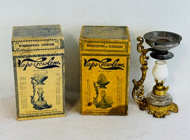 Lot Vapo-Cresolene Boxes & Vaporizer