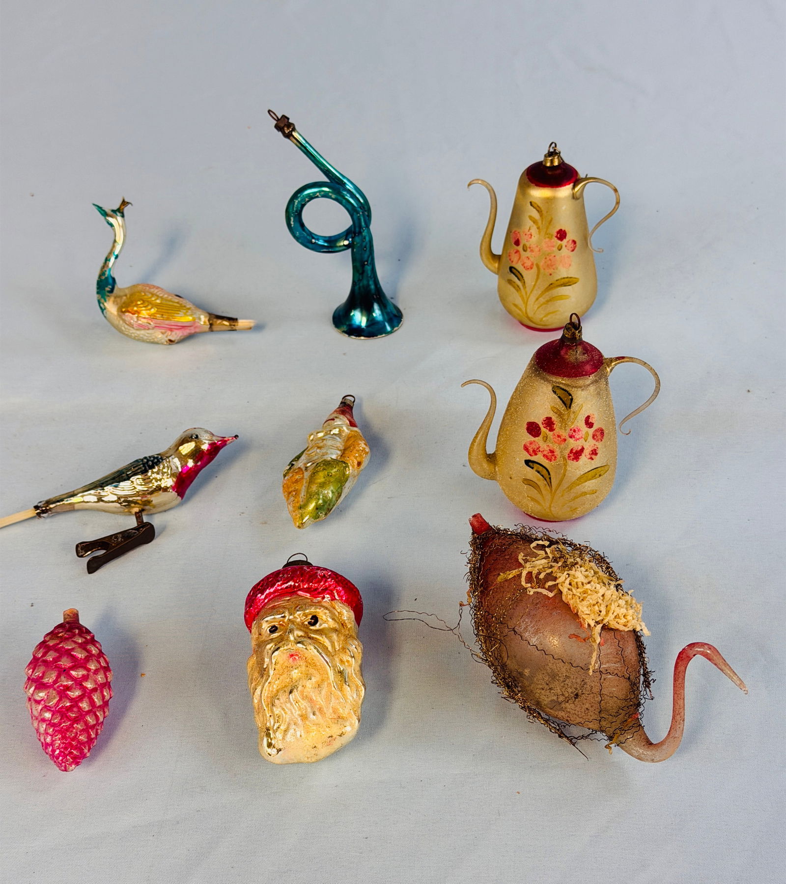 Lot 9 Early Blown Glass Figural Christmas Ornaments (1 of 3)