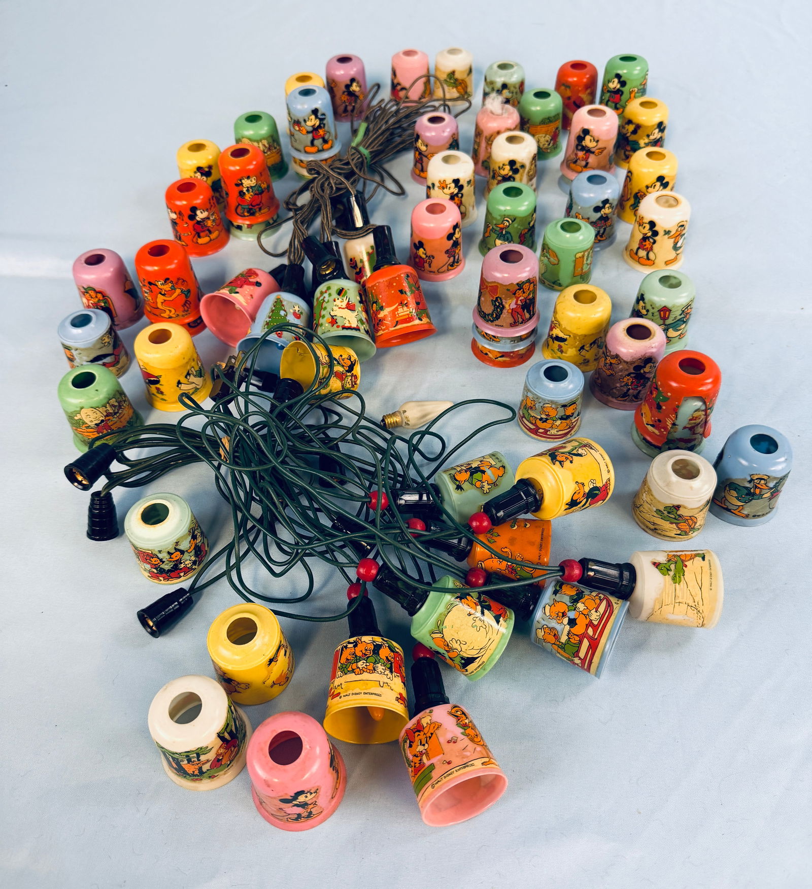 Large Lot Early Celluloid Christmas Light Covers Mostly Disney (1 of 4)