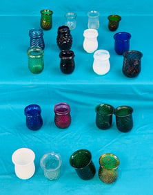 Lot 20 Antique Blown Molded Glass Christmas Candle Lights