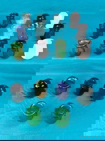 Lot 18 Antique Blown Molded Glass Christmas Candle Lights