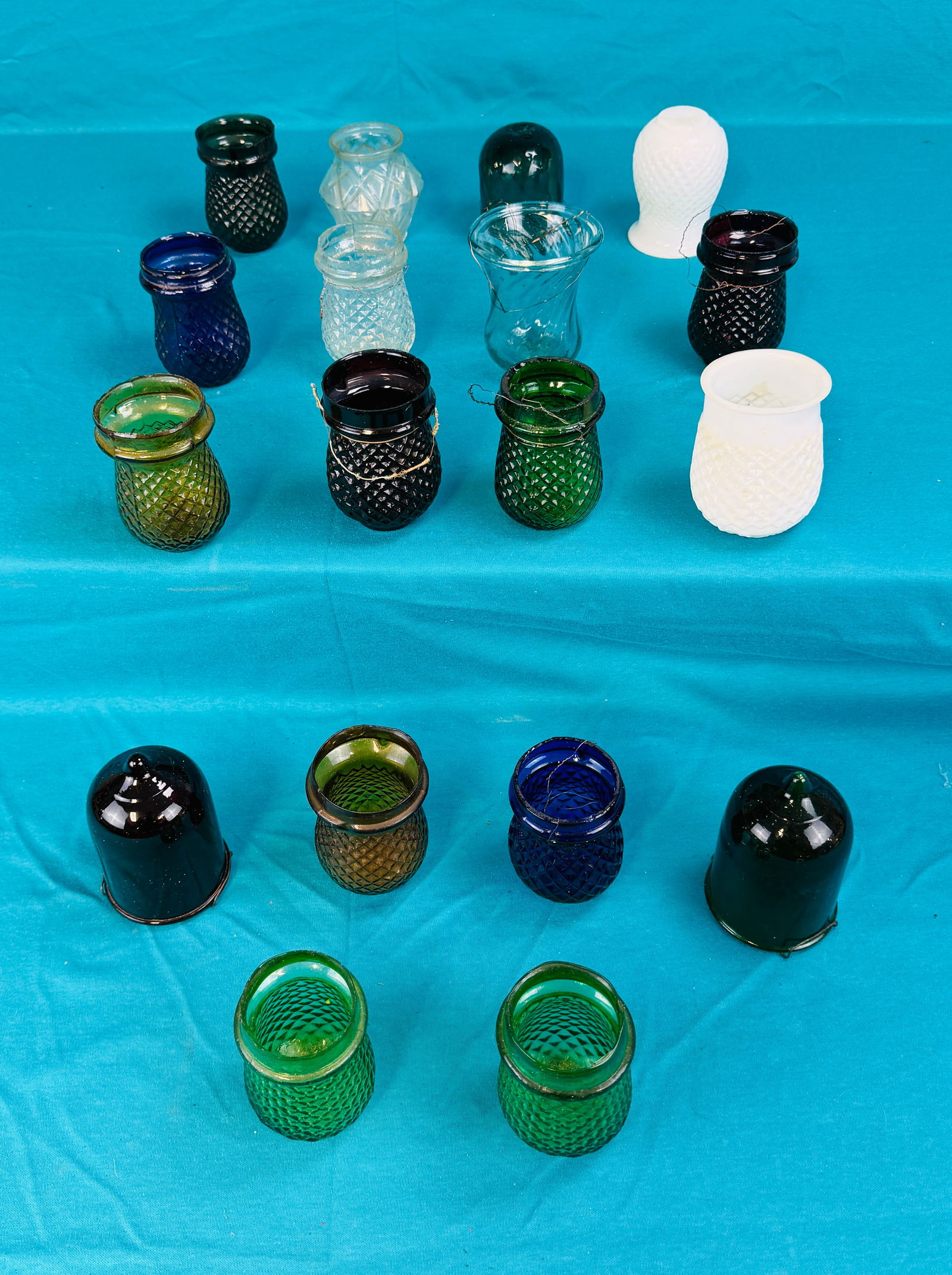 Lot 18 Antique Blown Molded Glass Christmas Candle Lights (1 of 6)