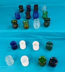 Lot 20 Antique Blown Molded Glass Christmas Candle Lights