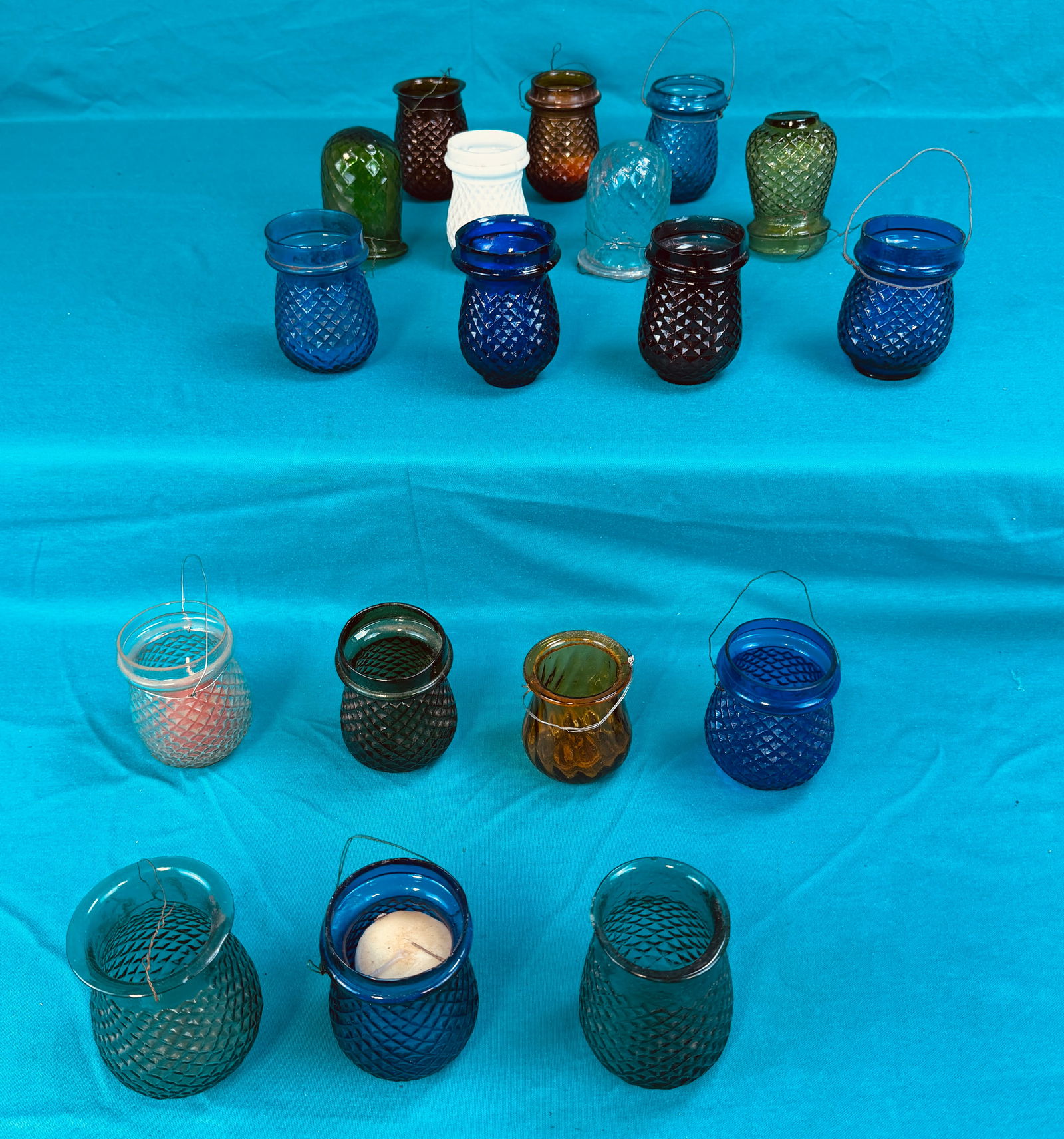 Lot 18 Antique Blown Molded Glass Christmas Candle Lights (1 of 4)