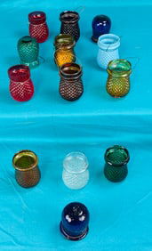 Lot 13 Antique Blown Molded Glass Christmas Candle Lights