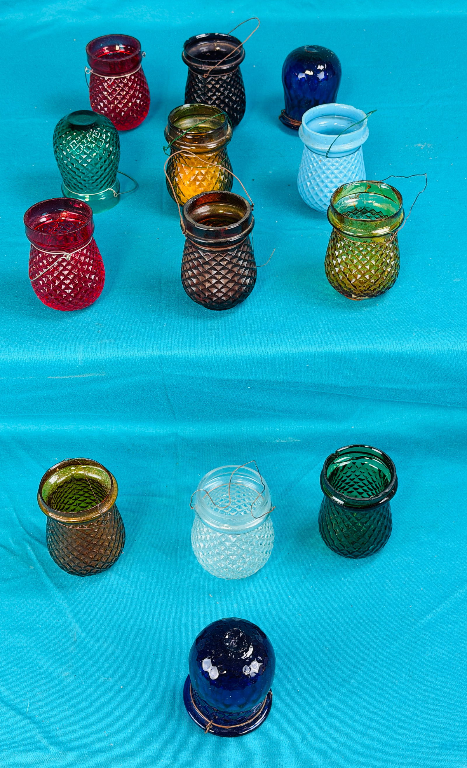 Lot 13 Antique Blown Molded Glass Christmas Candle Lights (1 of 3)