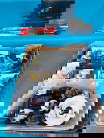 Misc Lot Including Camera, Bottles Early Electrical Items