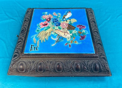 Antique Musical Trivet / Stand With Inset Tile